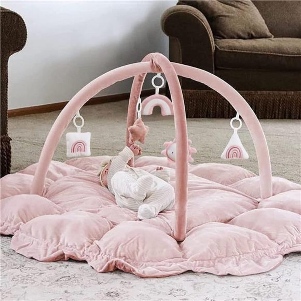5-in-1 Thick & Plush Baby Play Gym, Baby Play Mats for Floor, Tummy Time Mat
